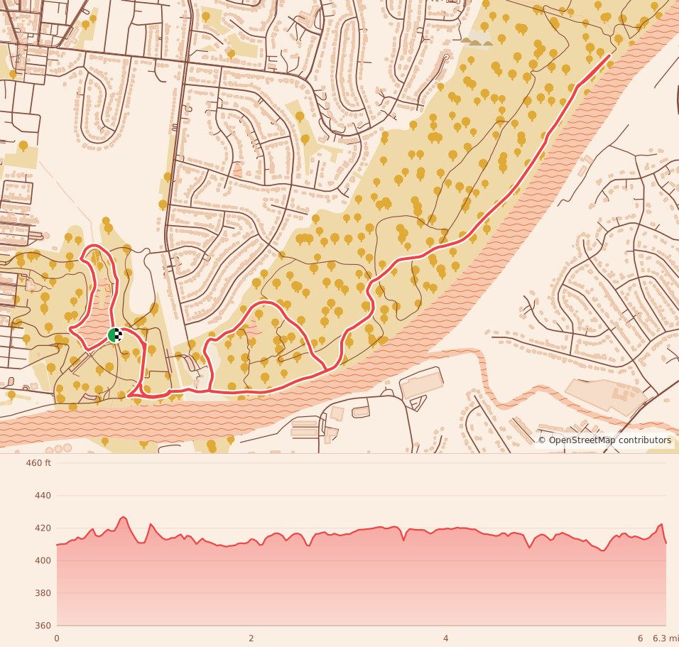 ‘A CHARLIE BROWN CHRISTMAS 5K/10K’ (Nashville, TN) - 10K course map and elevation profile