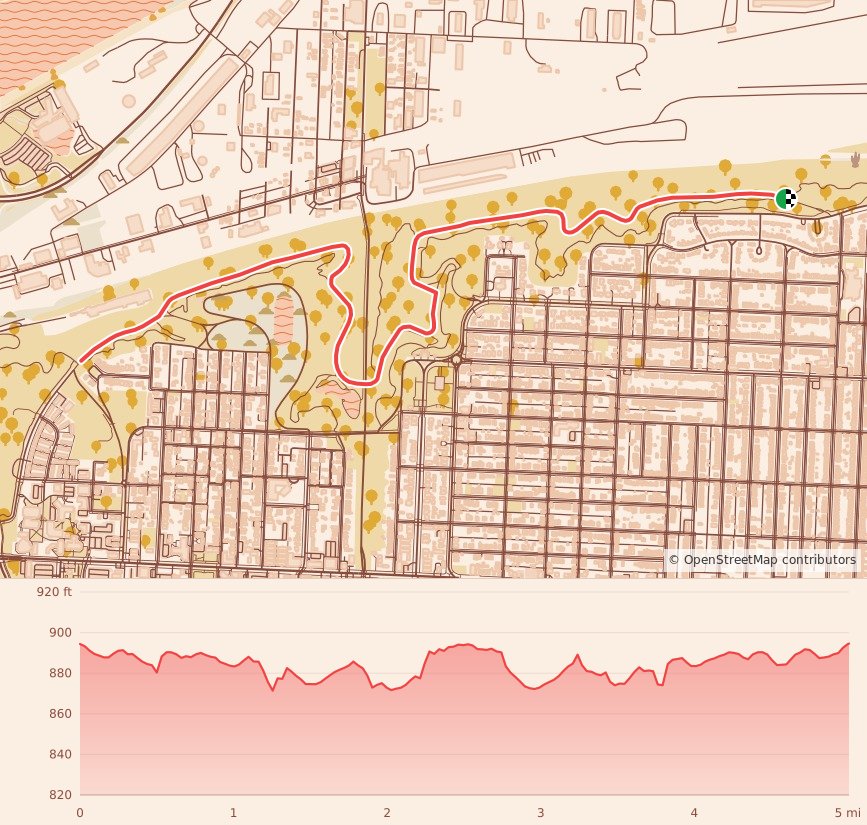Cliff Hanger Run - 8K course map and elevation profile