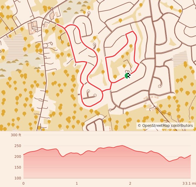 Constable Elementary PTO Turkey Trot 5K Race, Half-Mile & 50-Yard Dash - 5K course map and elevation profile