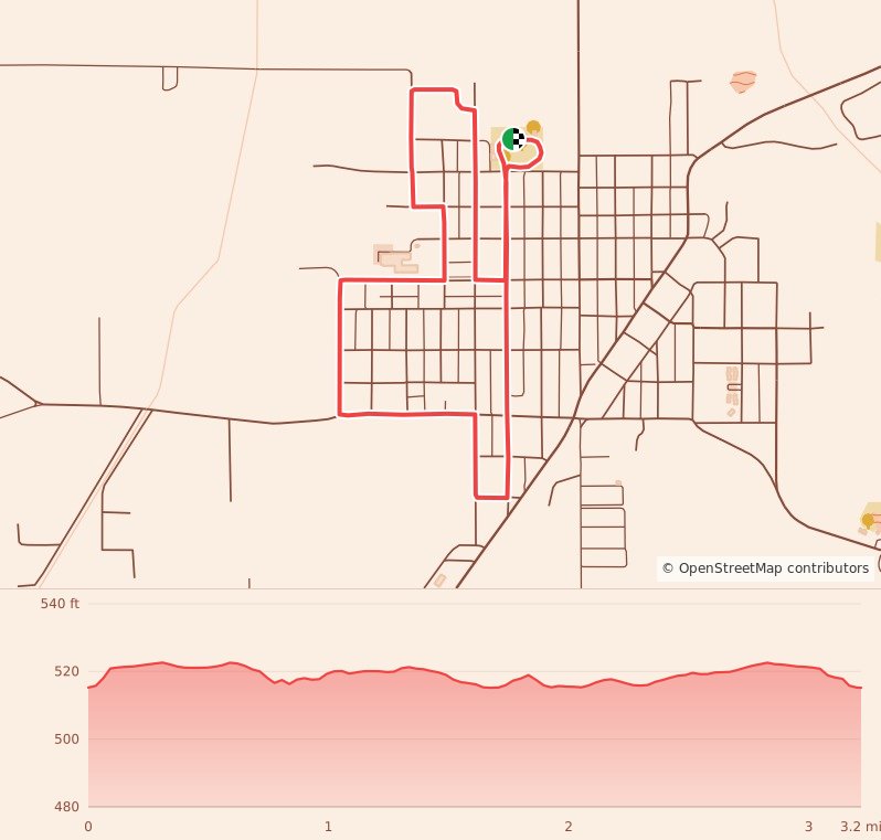 Worthington Waddle 5K - 5K course map and elevation profile