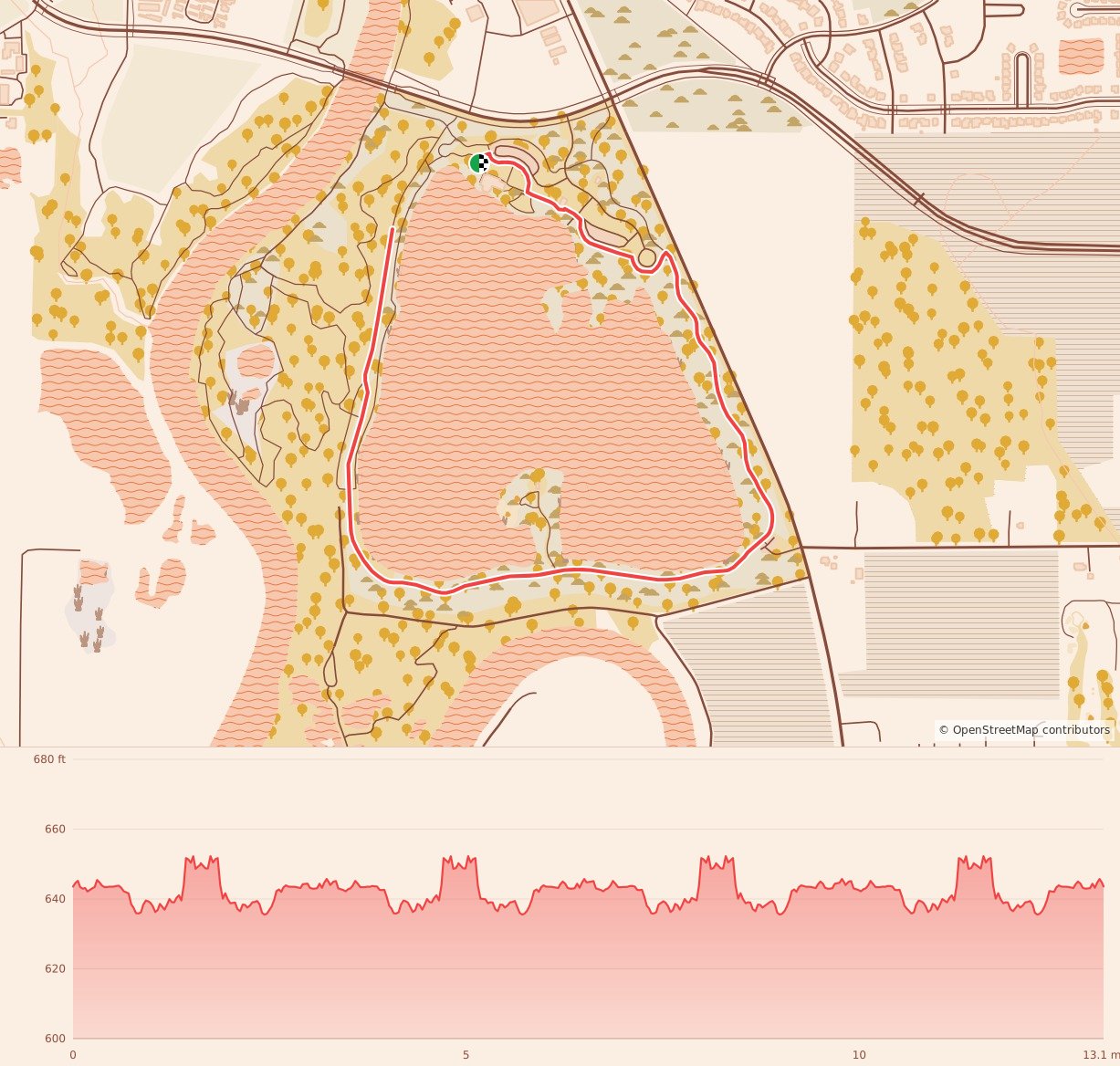 Holiday 5K, 10K, & 13.1M at Iowa City, IA - Half Marathon course map and elevation profile