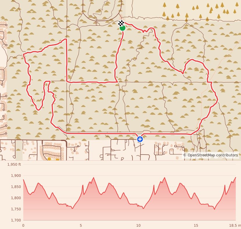 Punisher Night Trail - 30K course map and elevation profile