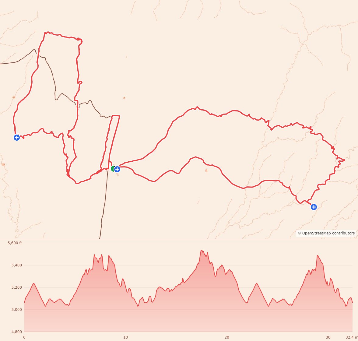 Kessel Run Ultra - 50K course map and elevation profile