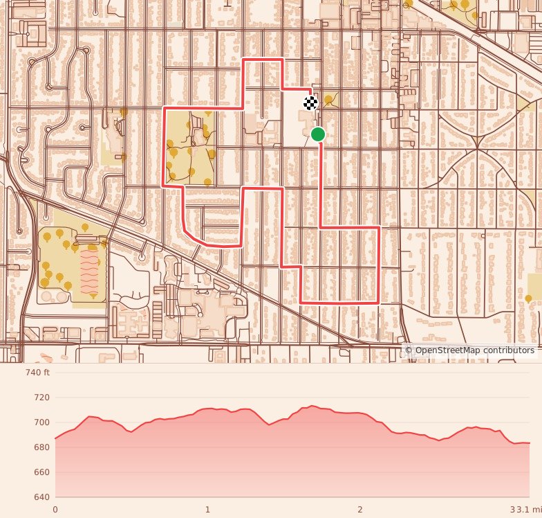 Arlington Heights Turkey Trot - 5K course map and elevation profile