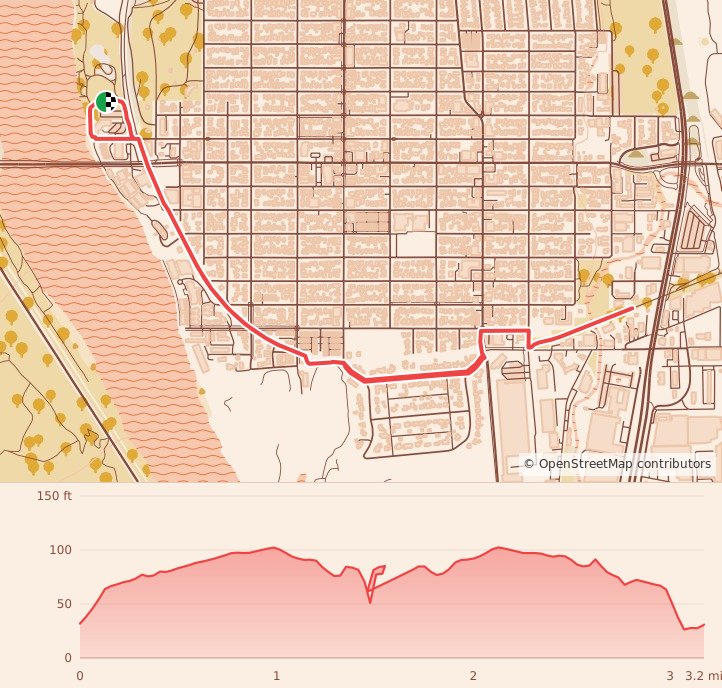 The Great Pumpkin Run - 5K course map and elevation profile