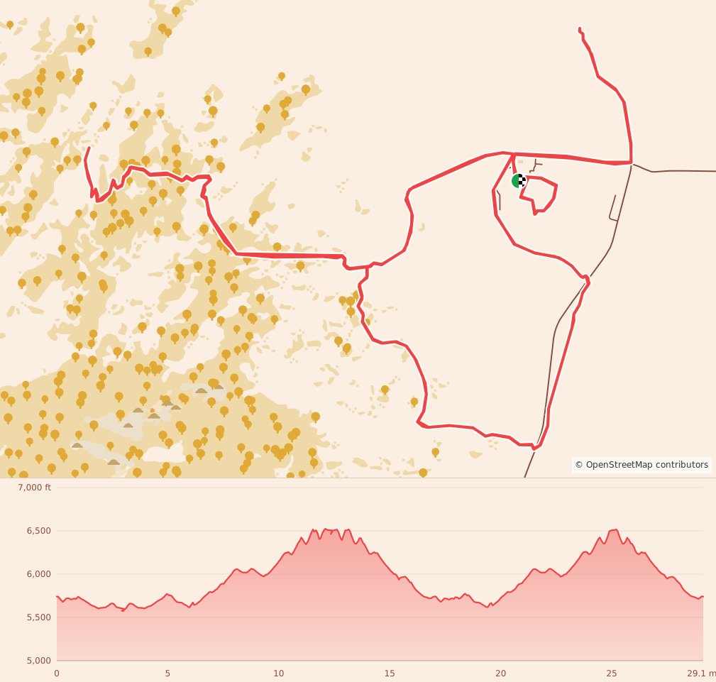 Naatsisaan Trail Races - Ultra course map and elevation profile