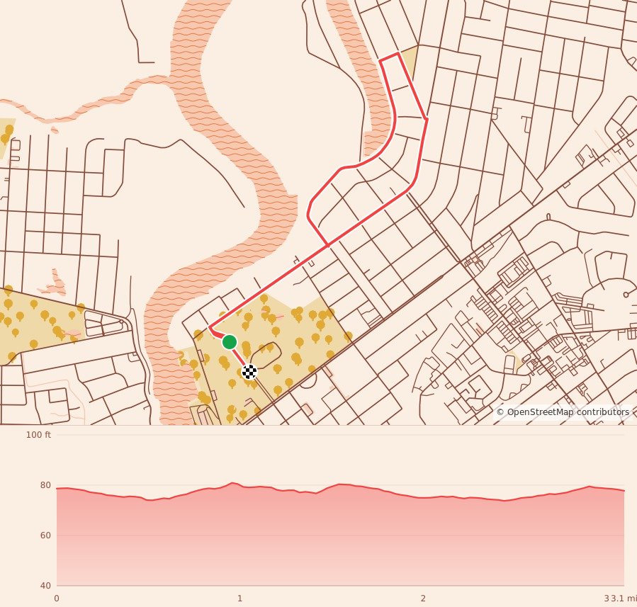 Monroe Jingle Bell Classic - 5K course map and elevation profile