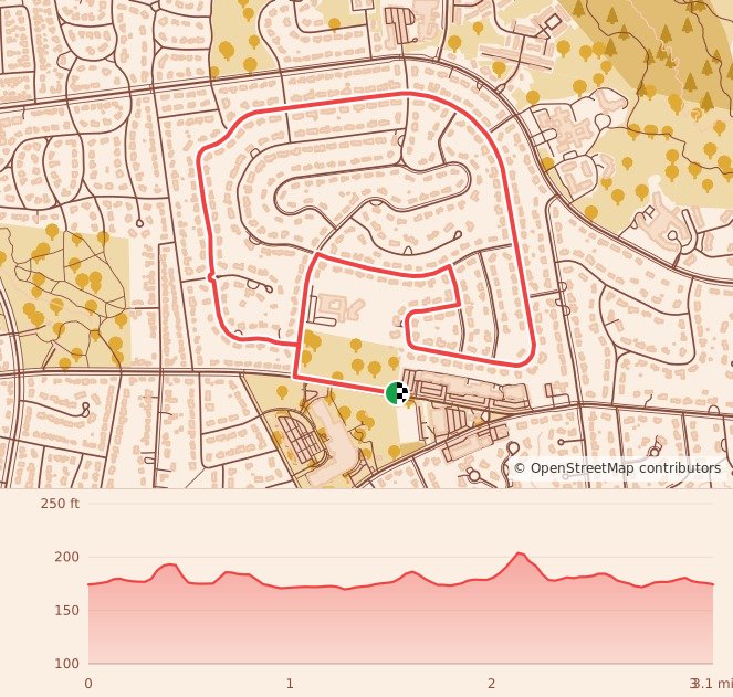 Santa Shuffle 5k - 5K course map and elevation profile