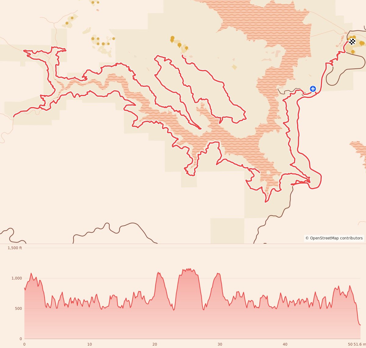 Sonoma Fall Classic - 50 Miler course map and elevation profile