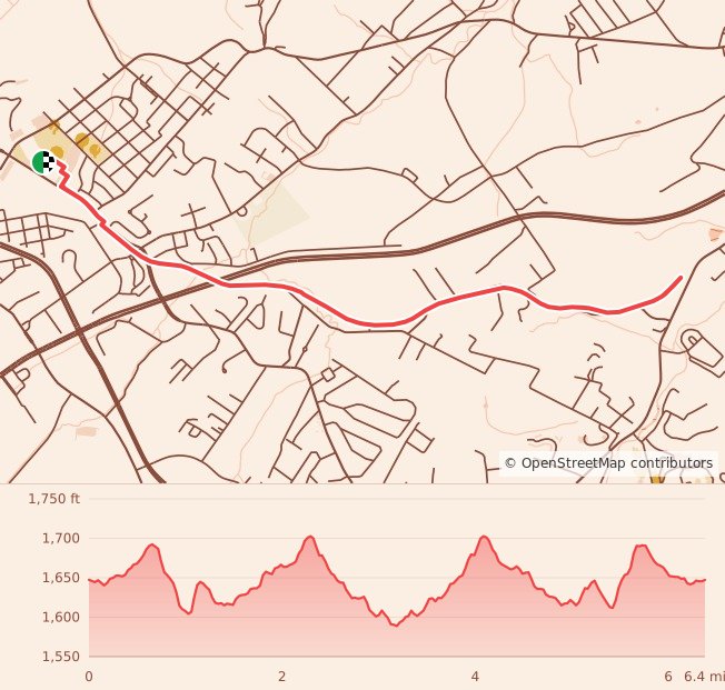 Santa Hustle Johnson City - 10K course map and elevation profile