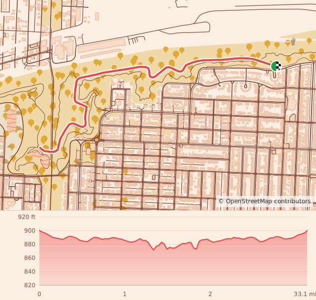 Cliff Hanger Run - 5K course map and elevation profile