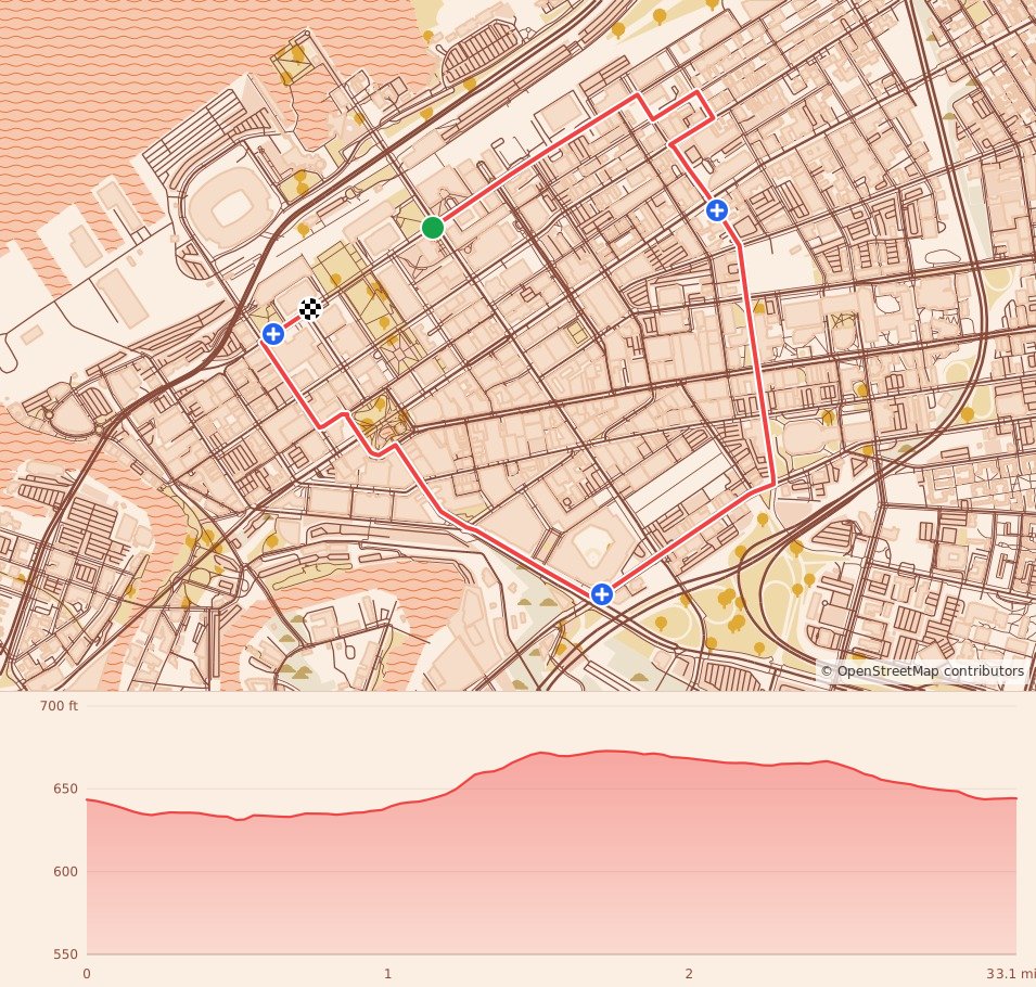 Cleveland Turkey Trot - 5K course map and elevation profile