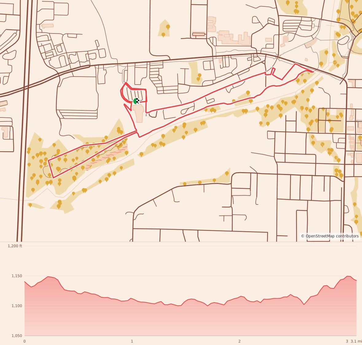 Turkey Scramble - 5K course map and elevation profile