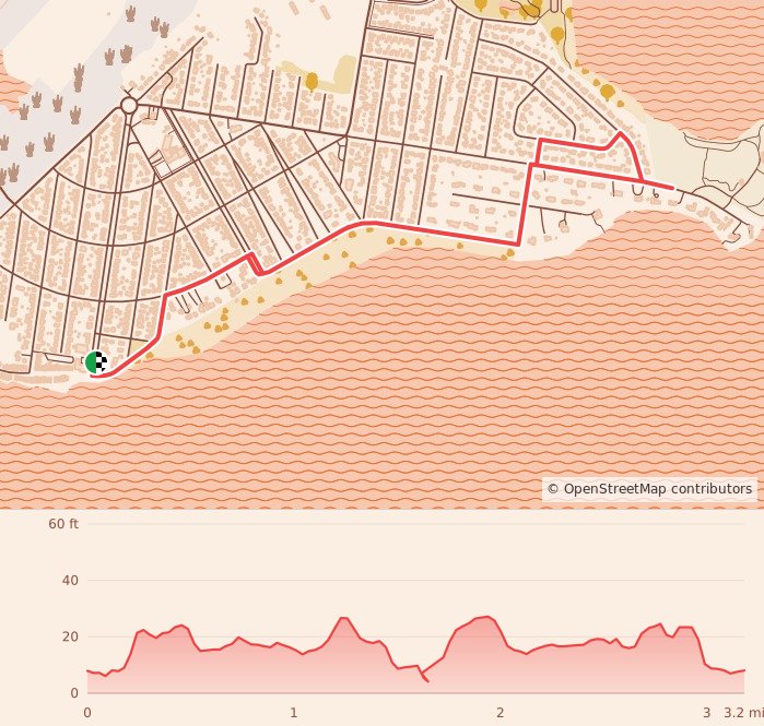 The Holiday Run & Walk For Toys - 5K course map and elevation profile