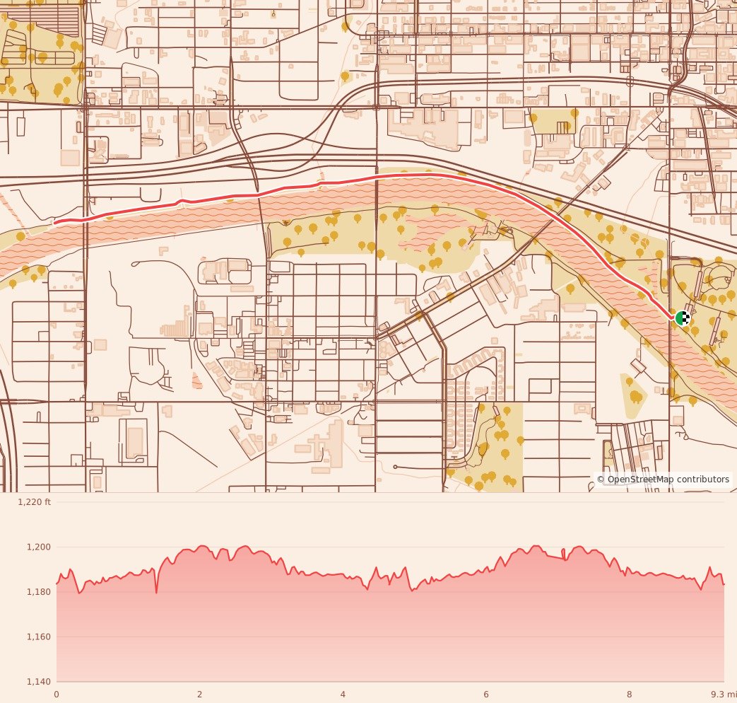Candy Cane Course - Oklahoma City - 15K course map and elevation profile