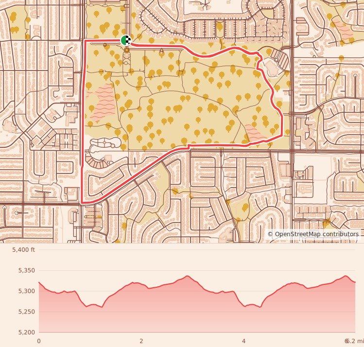 Broomfield Turkey Day 5K/10K - 10K course map and elevation profile