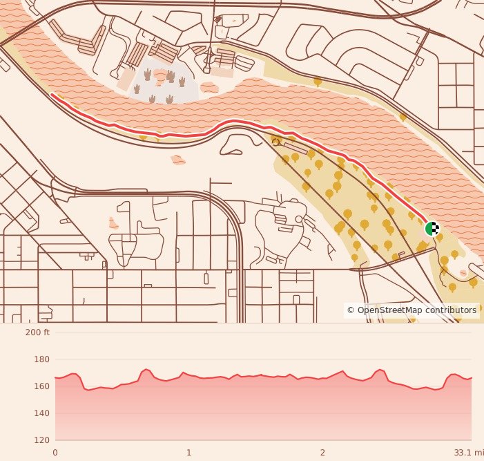 Haunted 5K, 10K, & 13.1M at Shreveport, LA - 5K course map and elevation profile