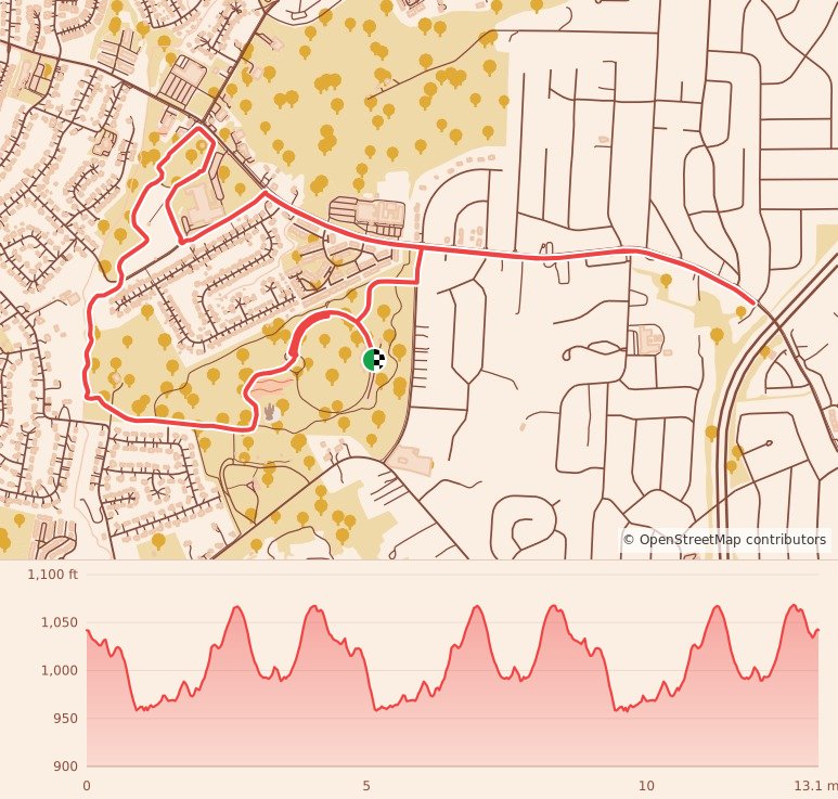 Rock'in Santa Half Marathon & Sunshine Santa 5K - Half Marathon course map and elevation profile