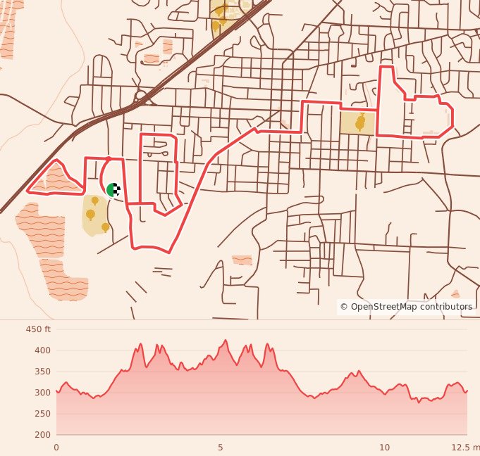Arkansas 20k - 20K course map and elevation profile