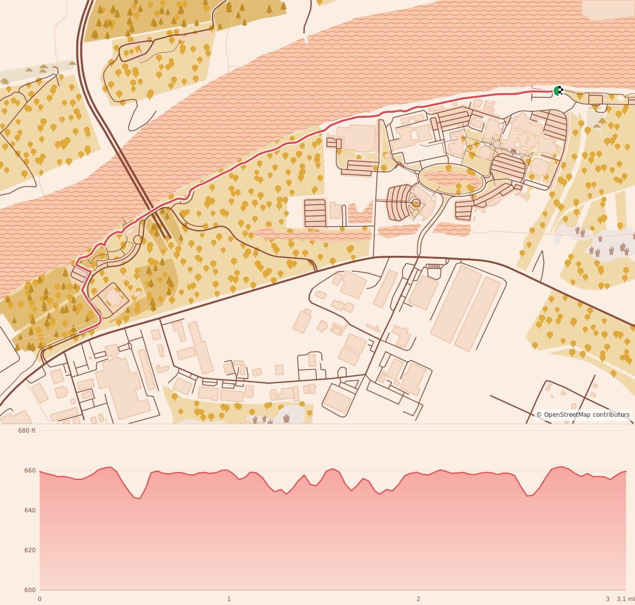 Turkey Trails - Chattanooga - 5K course map and elevation profile