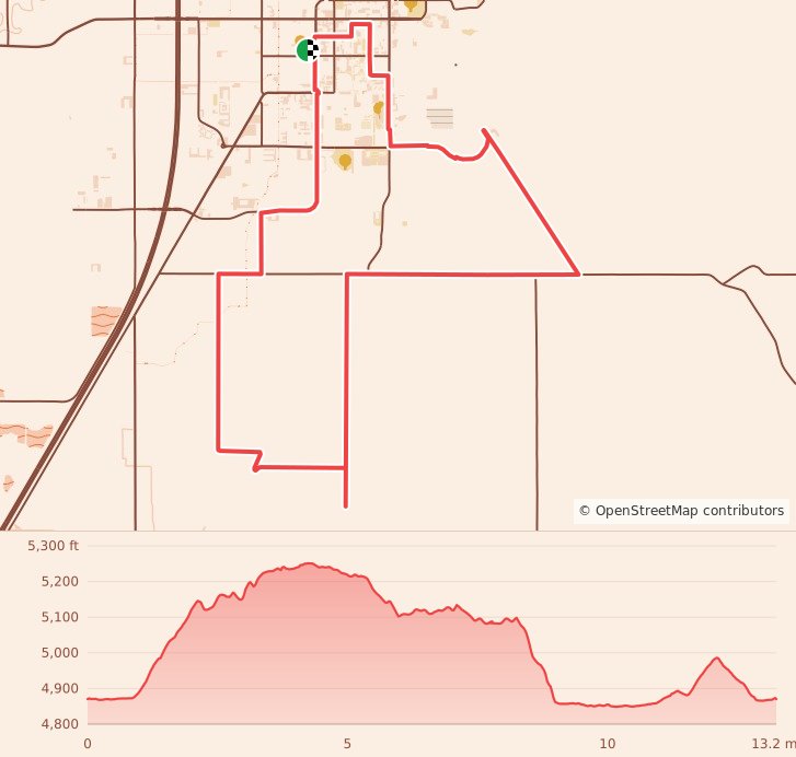 Haunted Half Marathon and 5k by Run the Undergrad - Haunted Half Marathon course map and elevation profile