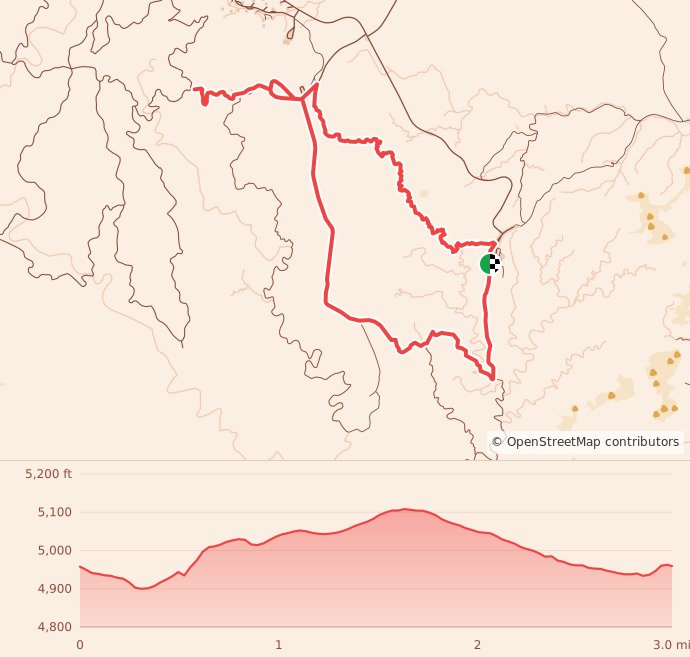 Goblin Valley Trail Runs - 5K course map and elevation profile