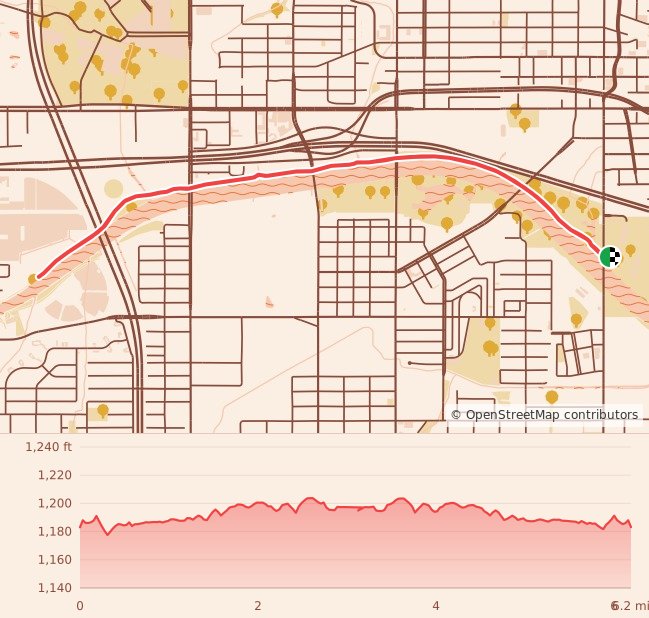 Candy Cane Course - Oklahoma City - 10K course map and elevation profile
