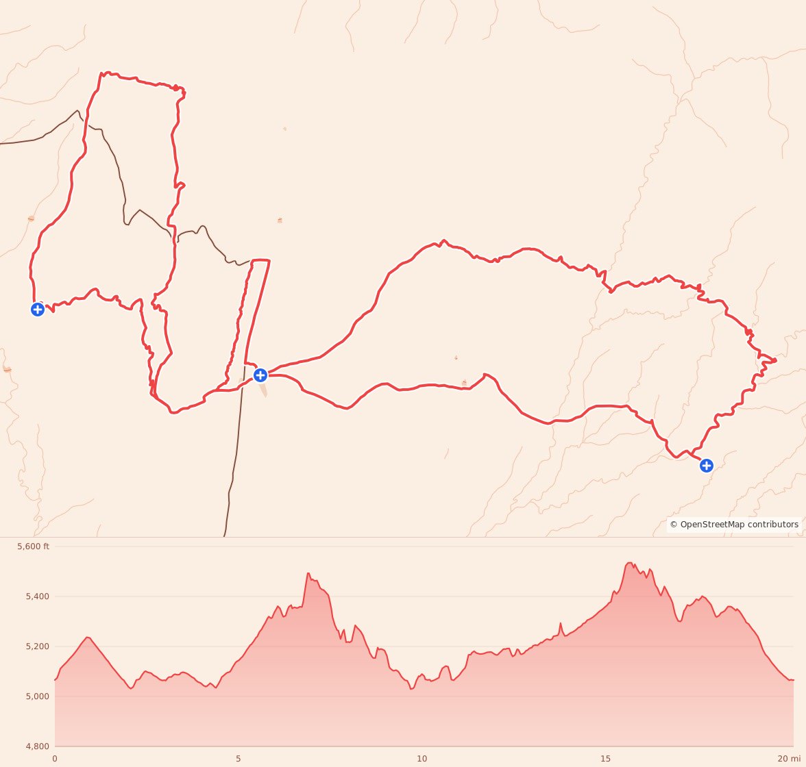 Kessel Run Ultra - 20 Mile course map and elevation profile