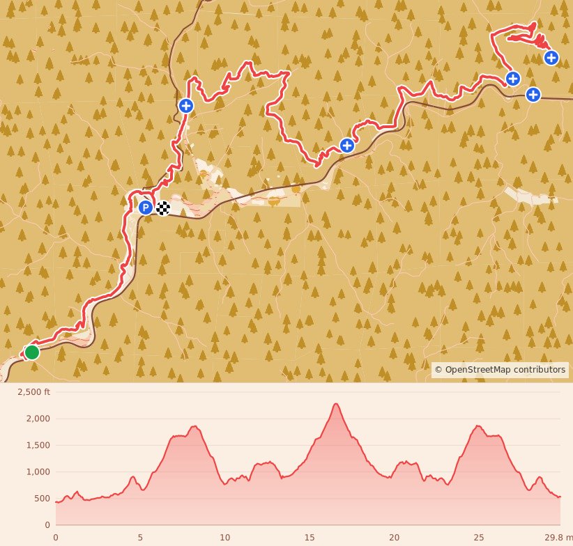 Elk-Kings 25k/50k - 50K course map and elevation profile