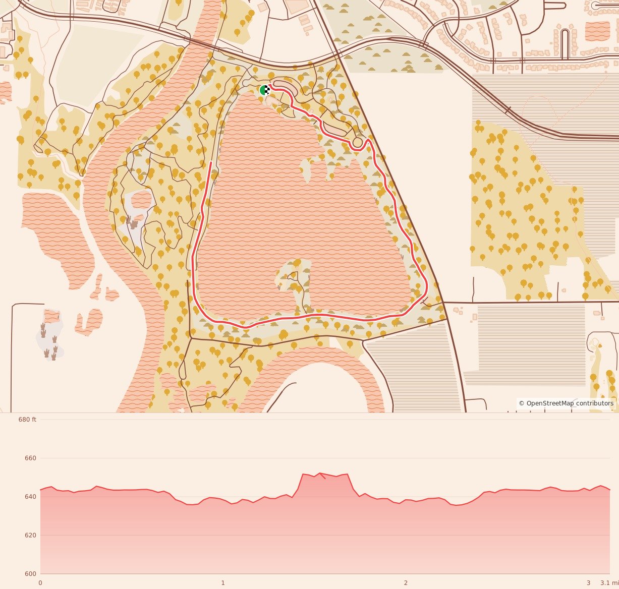Holiday 5K, 10K, & 13.1M at Iowa City, IA - 5K course map and elevation profile