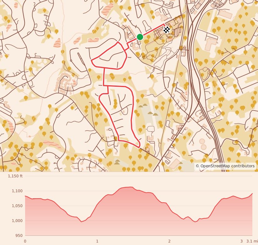 Holiday Hustle 5k Run/Walk - 5K course map and elevation profile