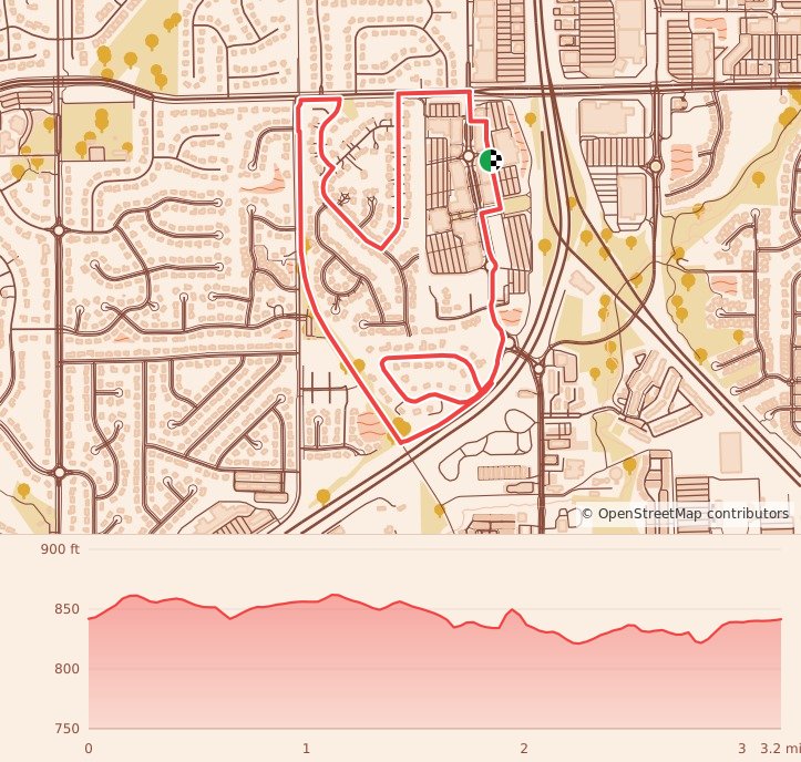 The Donut 5K Holiday Run/Walk - 5K course map and elevation profile