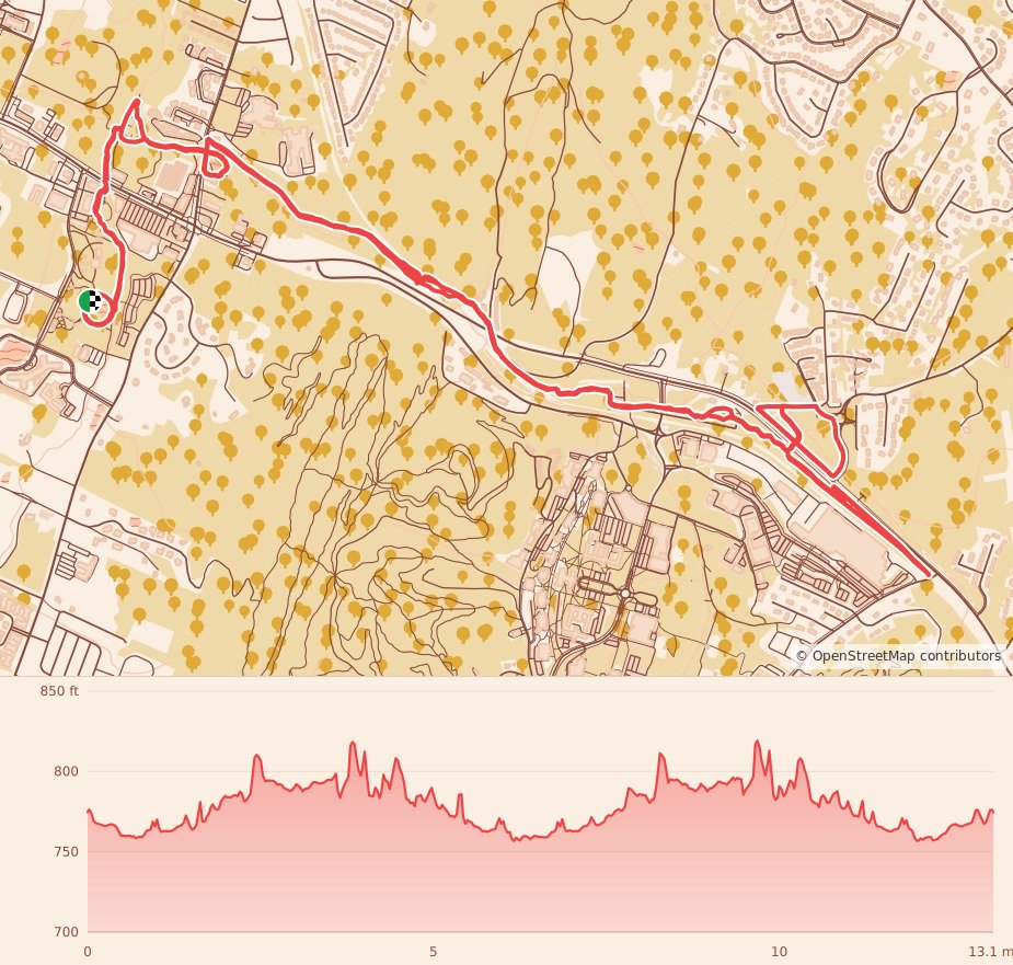 Little Debbie® Christmas Tree Cake Run - Half Marathon course map and elevation profile