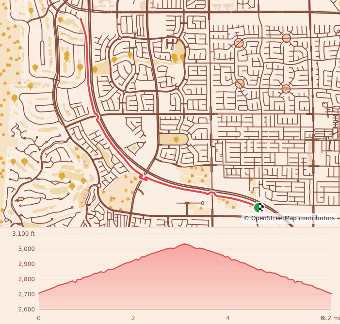 The Hallowrock 10K/5K/1M - 10K course map and elevation profile