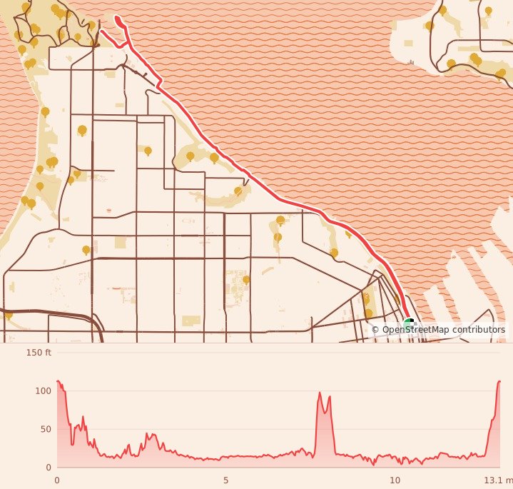 Santa Runs Tacoma - Half Marathon course map and elevation profile