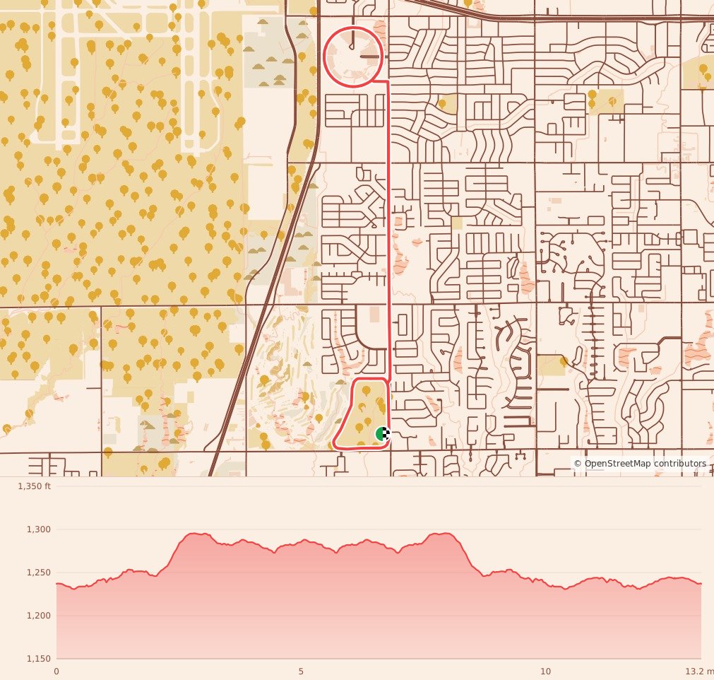 The Kilgore Half Marathon & 10k - Half Marathon course map and elevation profile