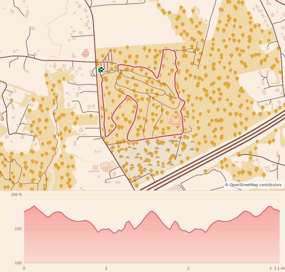 St. Joseph Fullerton Turkey Chaser 5K - 5K course map and elevation profile