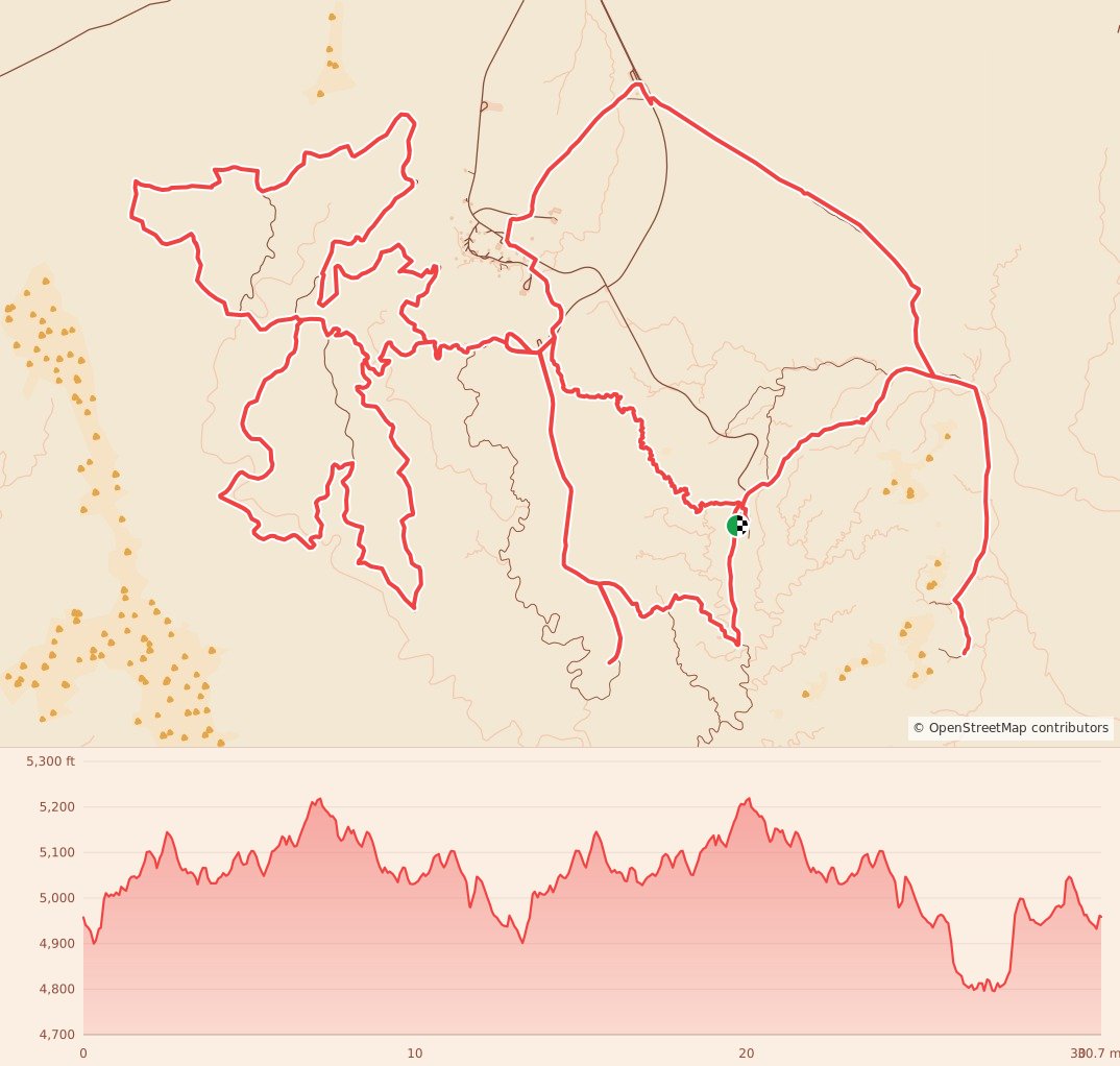 Goblin Valley Trail Runs - 50K course map and elevation profile