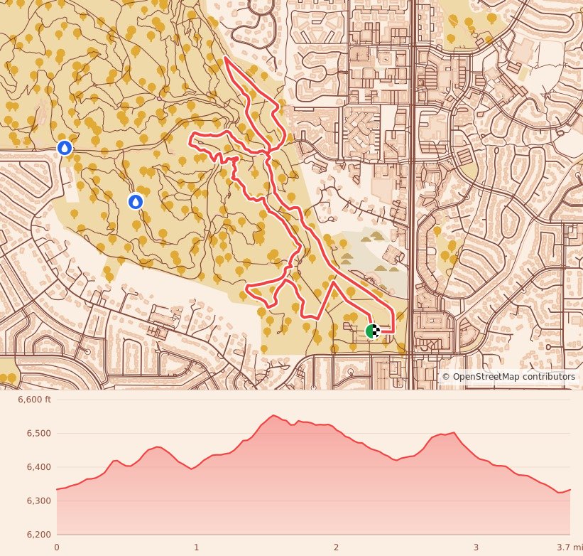 Bobcat Trail Races - 5K course map and elevation profile