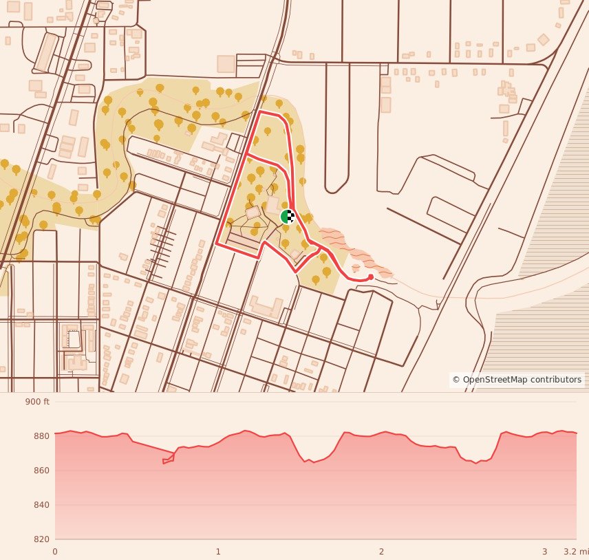 Sneakers For Santa - 5K course map and elevation profile