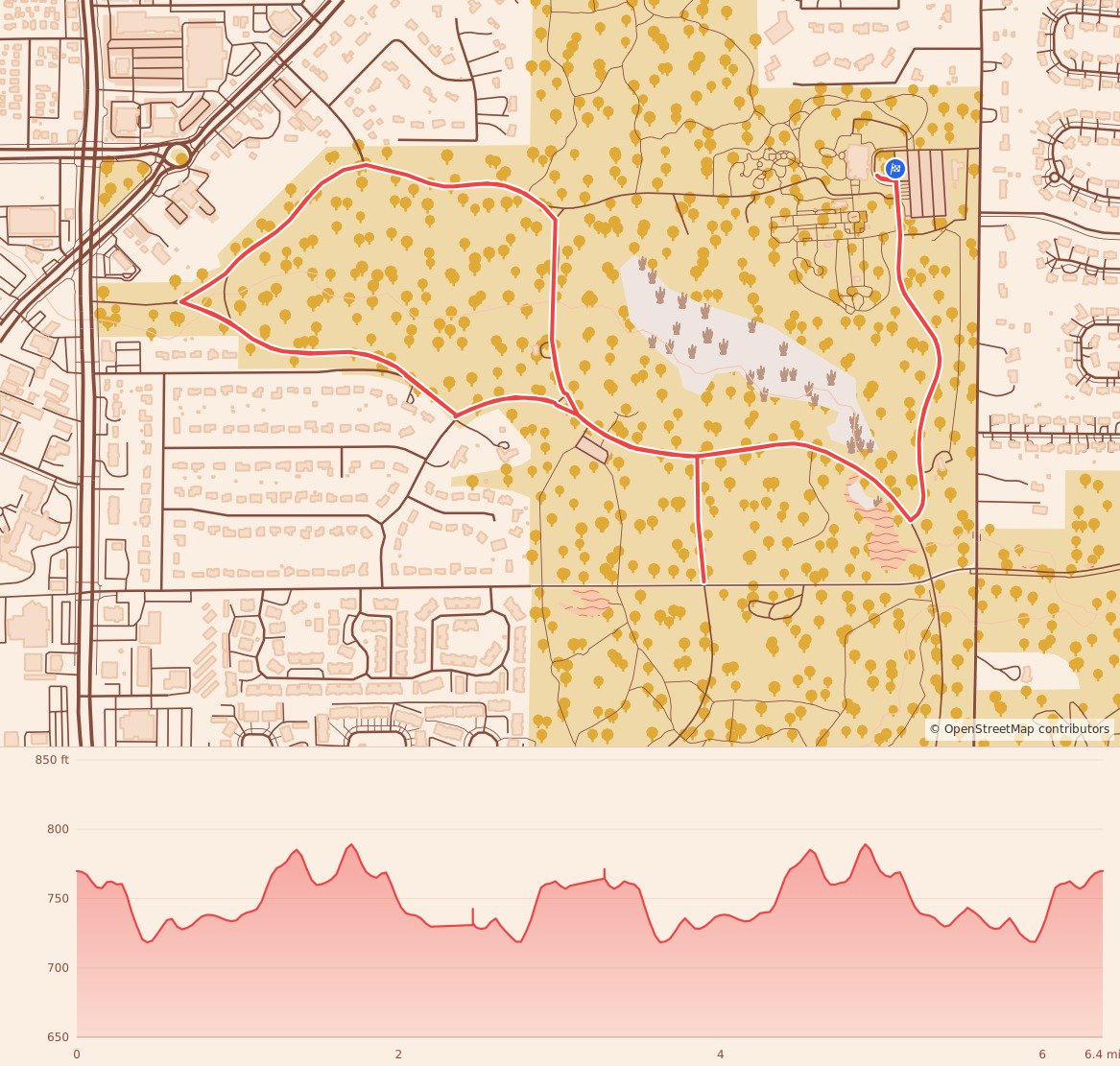 Elf Run - 10K course map and elevation profile
