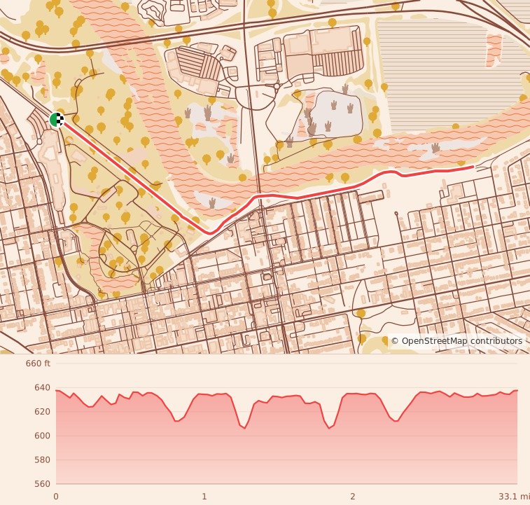Holiday 5K, 10K & 13.1M at Chillicothe, OH - 5K course map and elevation profile