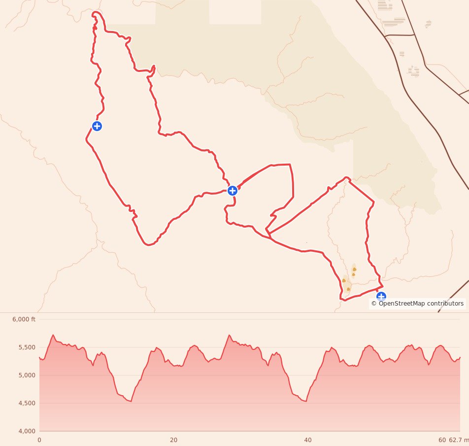 Canyonlands Ultra - 100K course map and elevation profile