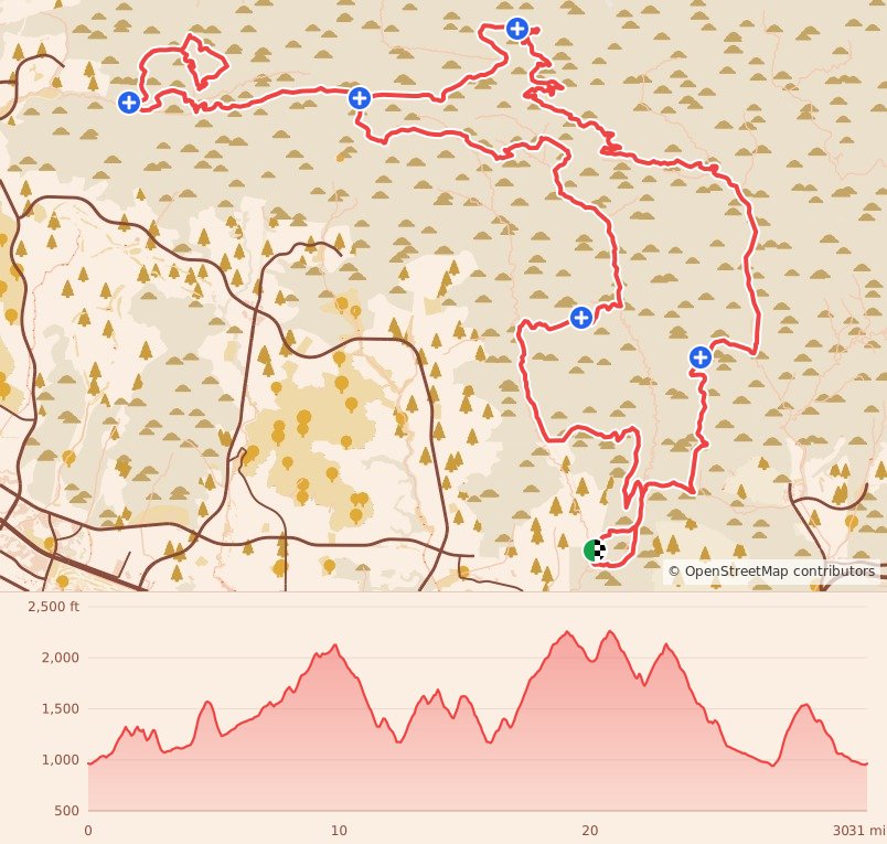 No Name 5030 - 50K course map and elevation profile