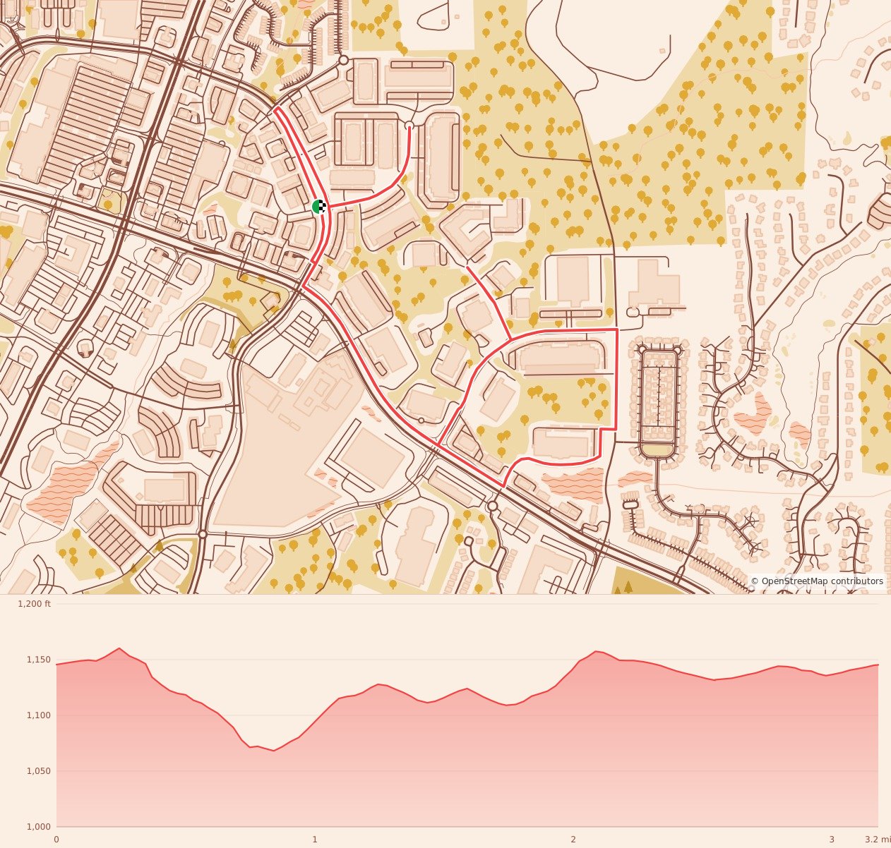 Five Star Thanksgiving Turkey Trot 5K, 10K, 15K, & Half Marathon - 5K course map and elevation profile