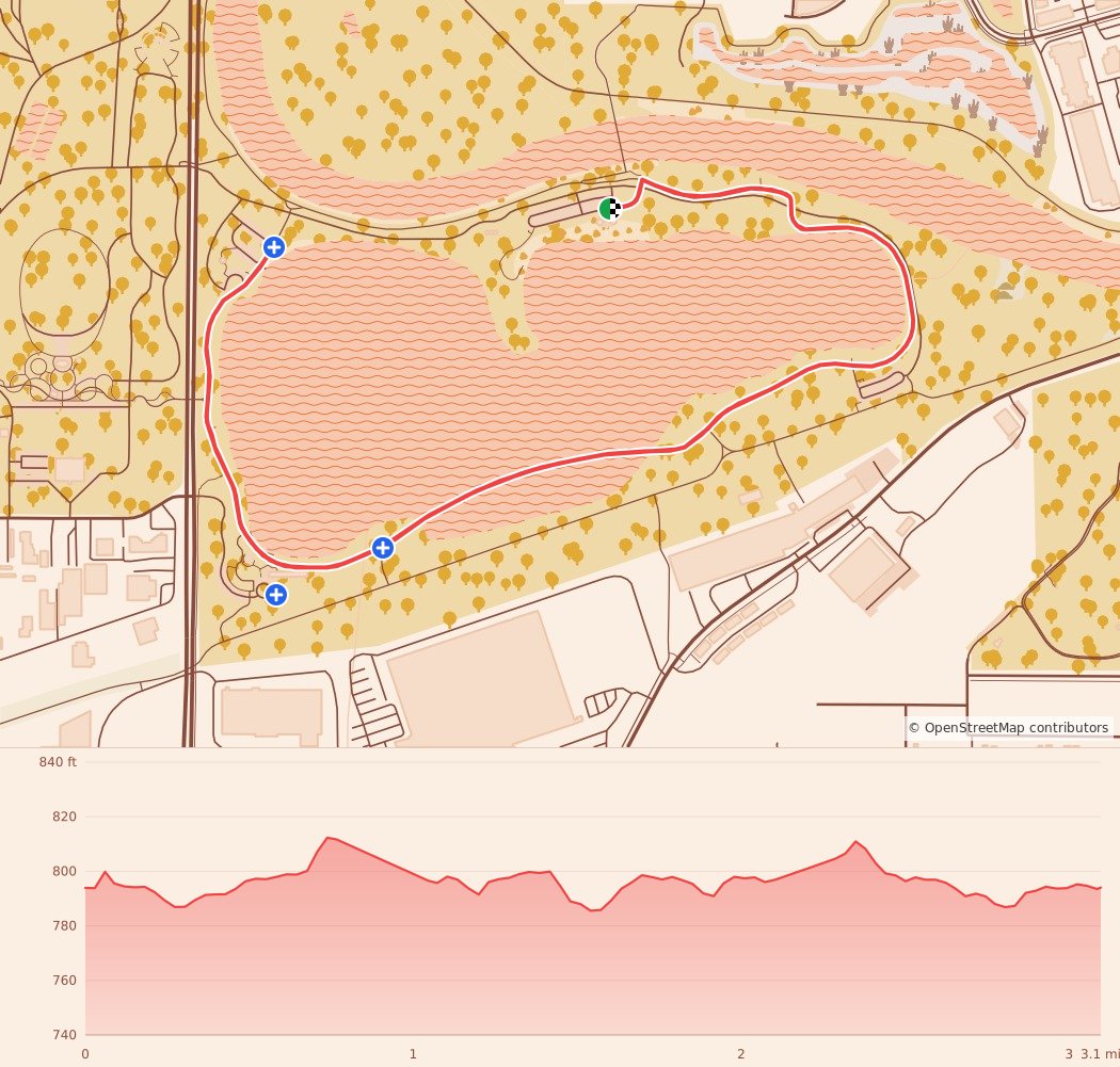 Turkey Trails- Des Moines - 5K course map and elevation profile