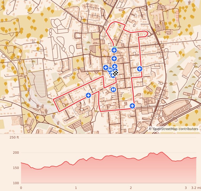 CEA/Johanna Foods Turkey Trot - 5K course map and elevation profile