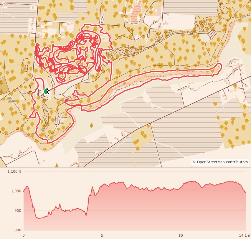 ORRRC Winter Solstice Trail Run - 13.4 Miles course map and elevation profile