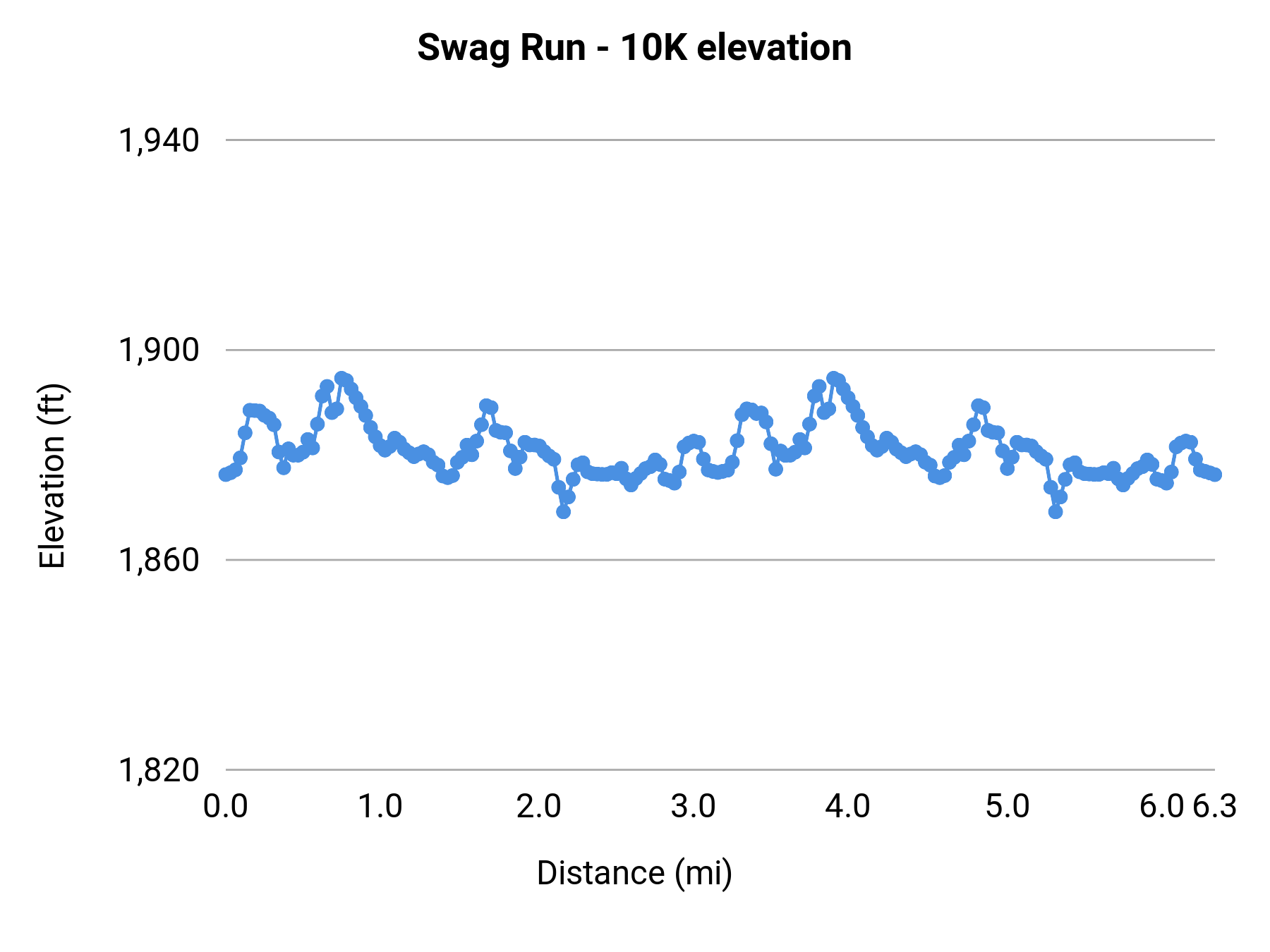 Swag Run - 10K elevation profile