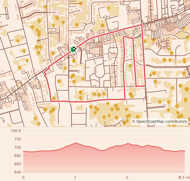 Run Santa Run 5K - Mentor - 5K course map and elevation profile